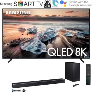 Samsung QN75Q900RB 75-inch Q900 QLED Smart 8K UHD TV (2019 Model) Bundle 370W Virtual 5.1.2-Channel Soundbar System with Wireless Subwoofer